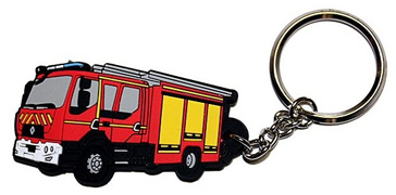 porte-clefs camion de pompier rouge